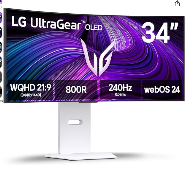 Amazon.com: LG 34GX90SA-W 34-inch Ultragear WQHD (3440 x 1440) OLED Curved Gaming Monitor 240Hz, 1ms, NVIDIA G-Sync Compatible, AMD FreeSync Premium, VESA DisplayHDR True Black 400, webOS, USB Type-C, White : Electronics